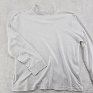 Speculation Top Womens L Mock Neck‎ White Long Sleeve Cotton Blend Basic 6780